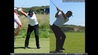 Jon Rahm golf swing  Long Iron faceon amp downtheline July 2017 [upl. by Ylil]