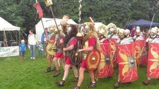 Roman Reenactment at the Amphitheatre in Caerleon Marching In [upl. by Walling]