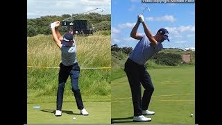 Justin Thomas golf swing  Long Iron faceon amp downtheline July 2017 [upl. by Adnohral]